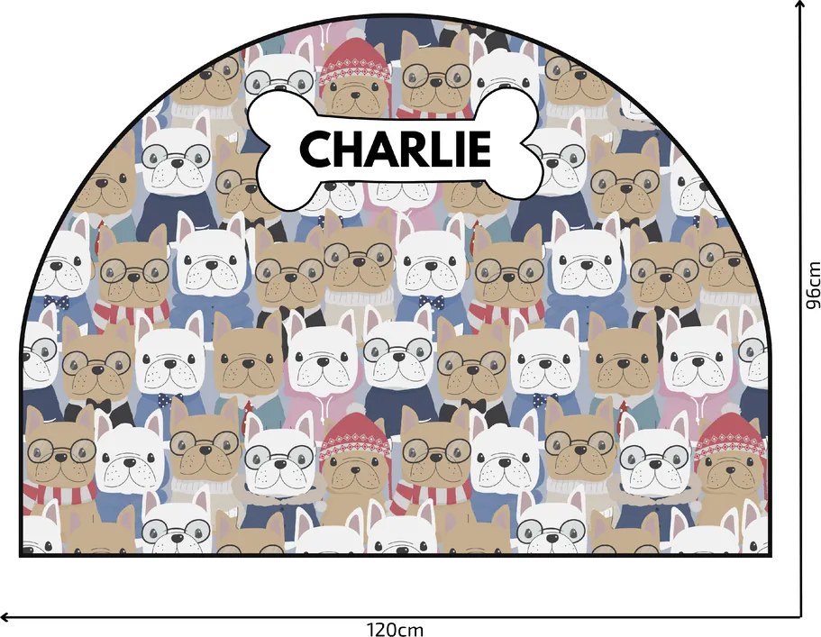 PIPPER. Védő textil falmatrica – Ív – Bulldogok Méret: 120x96cm, Indíték: névvel