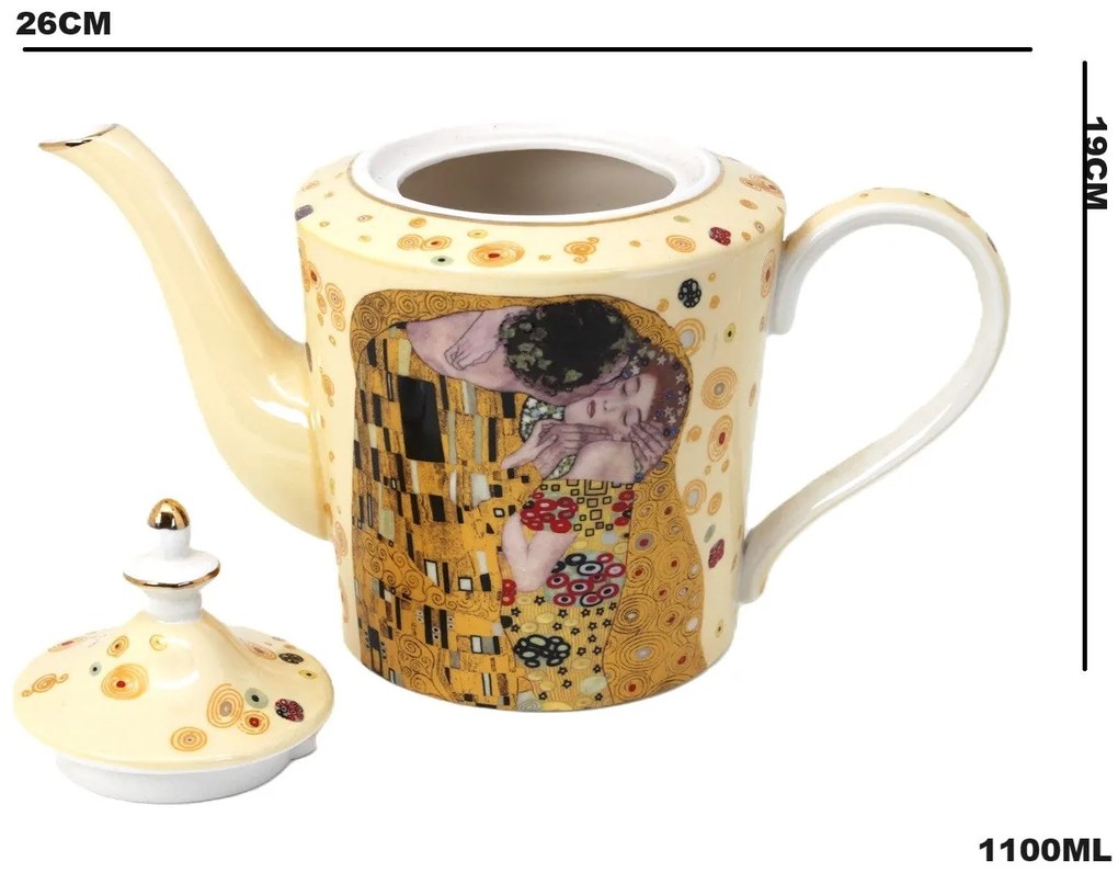 Gustav Klimt porcelán teáskanna díszdobozban A Csók