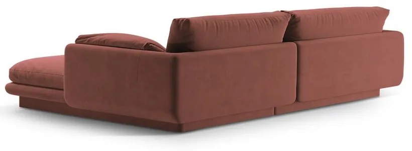 Rózsaszín bársony sarokkanapé (bal oldali-heverő résszel) Torino – Micadoni