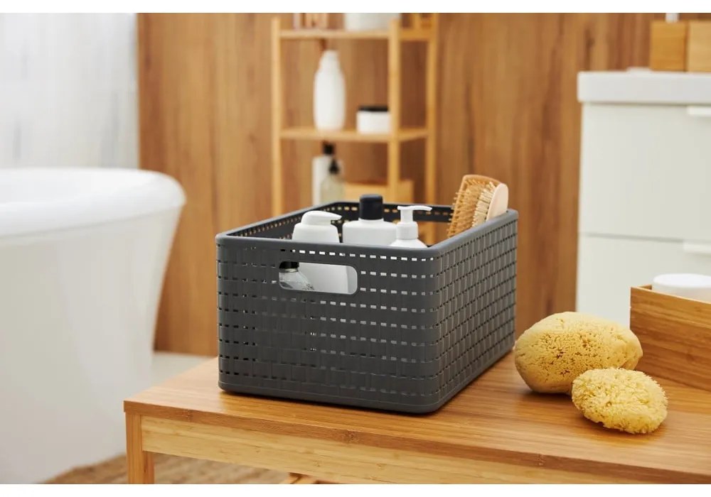 Sötétszürke tárolókosár újrahasznosított műanyagból Country - Rotho