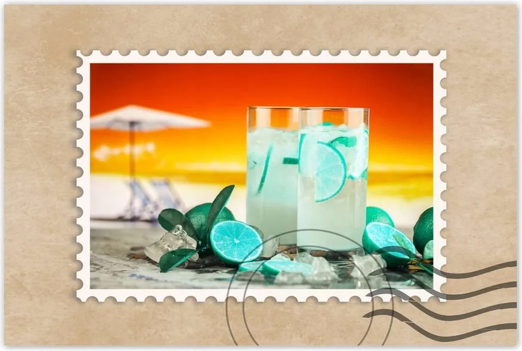 Poszterek 90x60 Ital vodkával a tengerparton