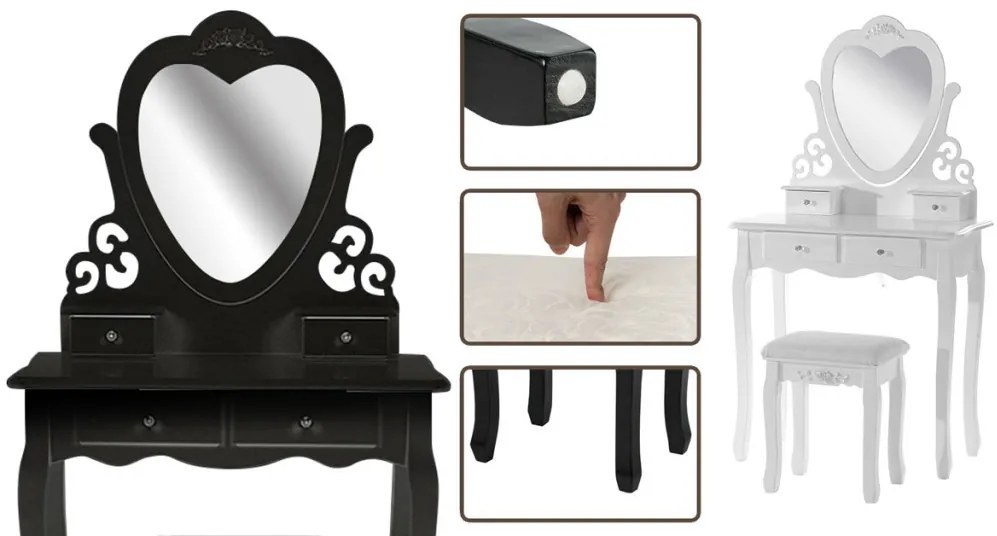 Fésülködő asztal London, több színben-fehér