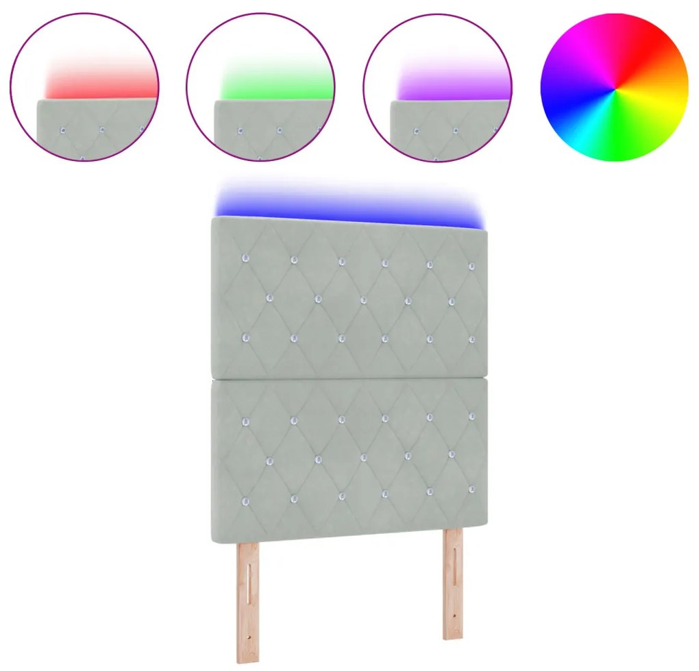 LED Fejtámla Világosszürke 80 cm Bársony