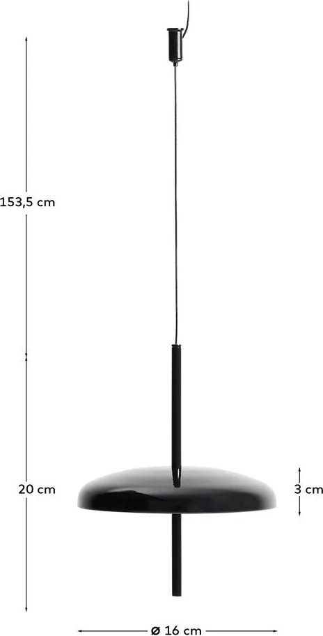 Fekete LED dimmelhető mennyezeti lámpa fém búrával ø 16 cm Porte – Kave Home