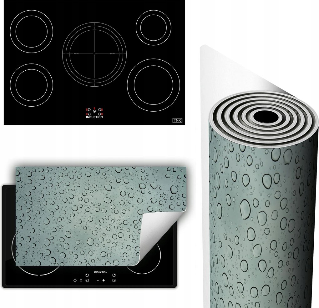 Vinil Tűzhelyvédő Szőnyeg Asztallap 90x52 szürke cseppek