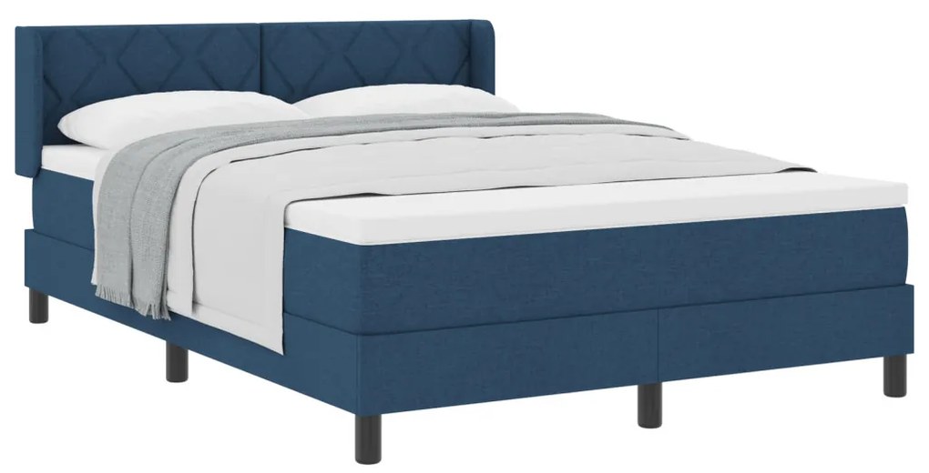 Boxspring Ágy Matrac Készlettel - Kék 140 x 190 cm, Szövet