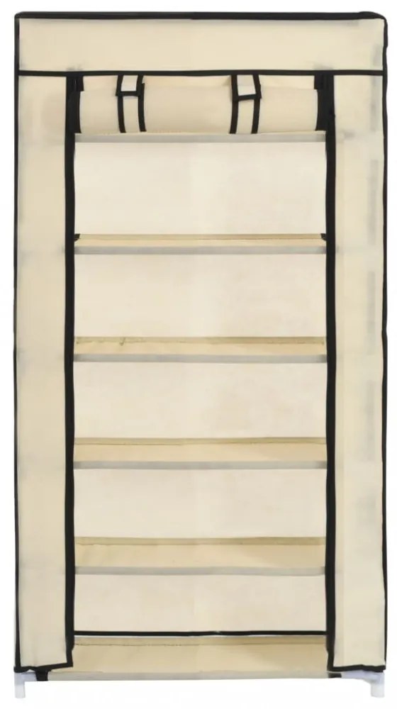 krémszínű szövet cipőszekrény borítóval 58 x 28 x 106 cm