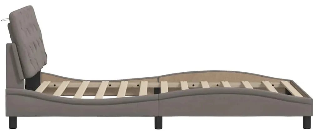 tópszínű szövet ágykeret LED-ekkel matrac nélkül 100x200 cm