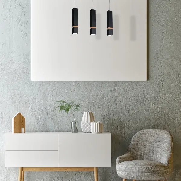 Csillár zsinóron VIDAR 3xGU10/25W/230V fekete