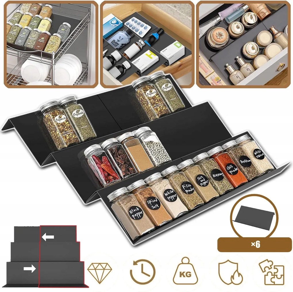 Fűszertartó Fiókhoz, Konyhai Fiókbetét, 3 Szint