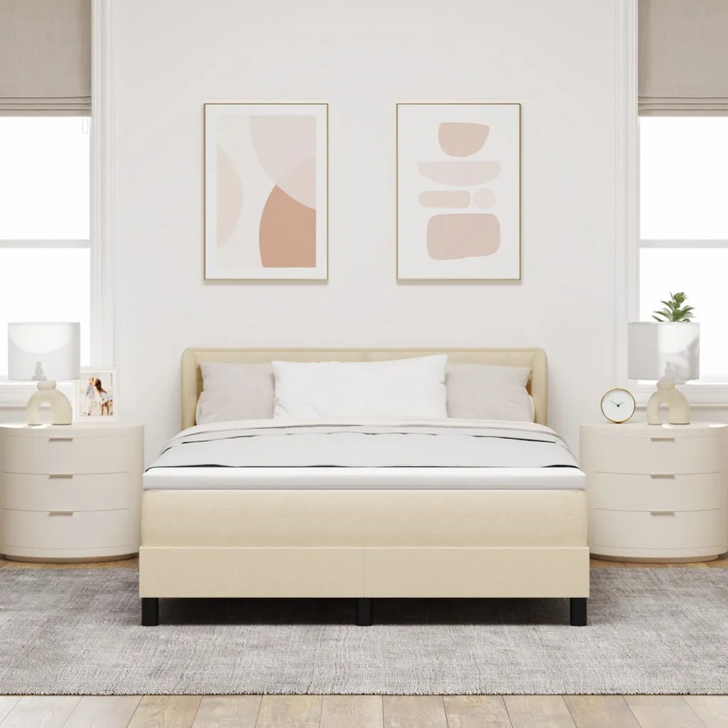 Boxspring Ágy Matrac Krém 140x200 cm Szövet