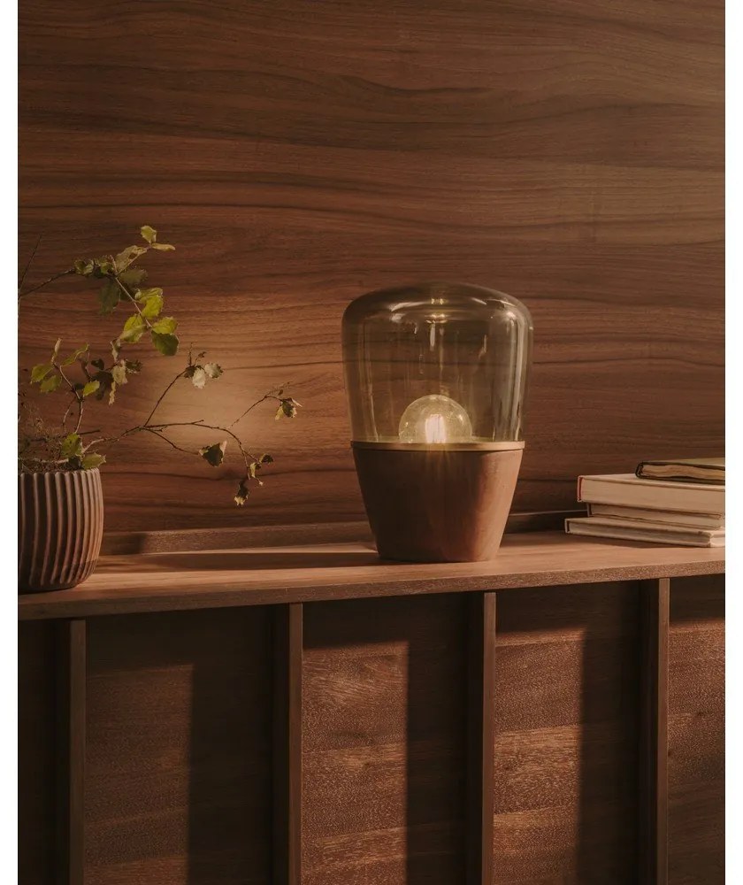 Zöld-sötét natúr színű asztali lámpa üveg búrával (magasság 30 cm) Silex – Kave Home