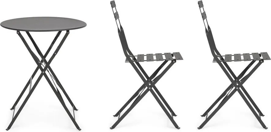 Antracitszürke acél kétszemélyes kerti étkezőgarnitúra Austin – Bizzotto