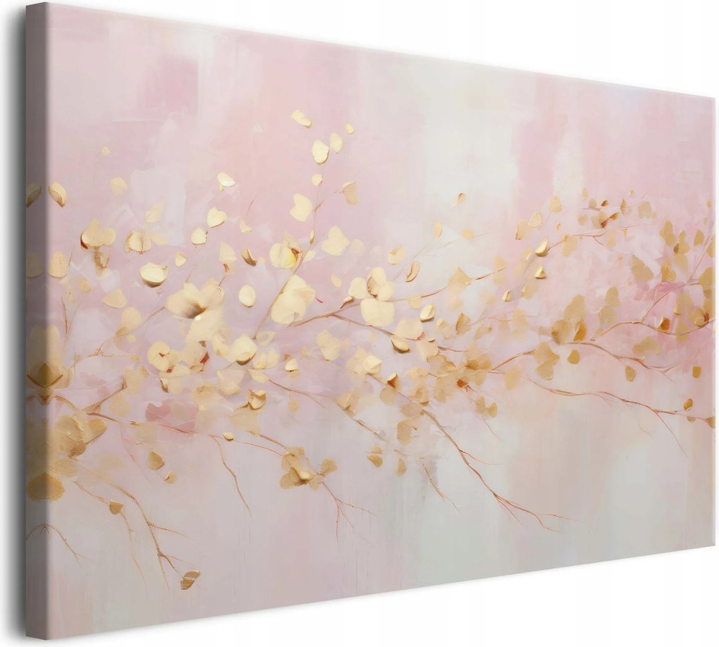 Falikép Arany gallyak Szoba dekoráció Púderrózsaszín Arany Glamour