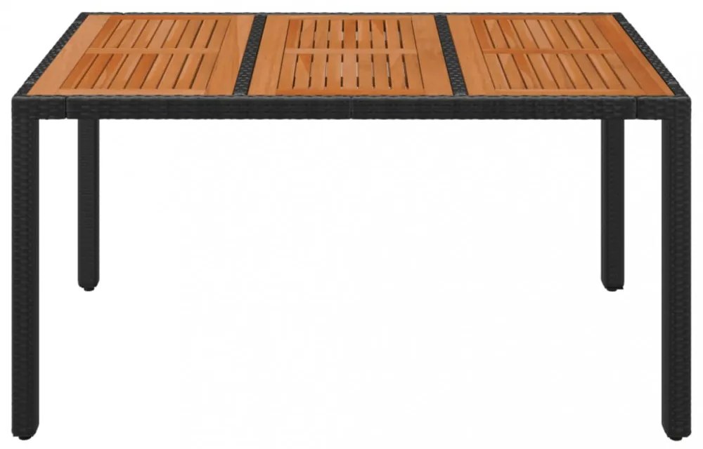 fekete polyrattan falapos kerti asztal 150 x 90 x 75 cm