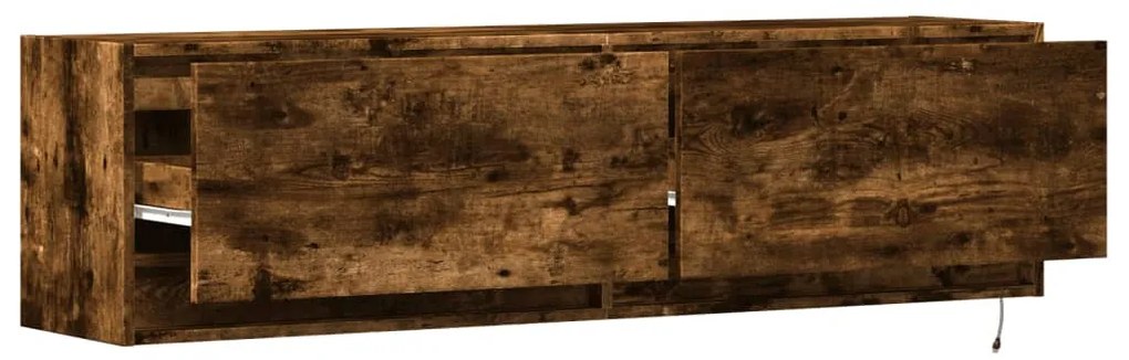 füstös tölgy színű fali TV-szekrény LED-ekkel 140 x 31 x 38 cm