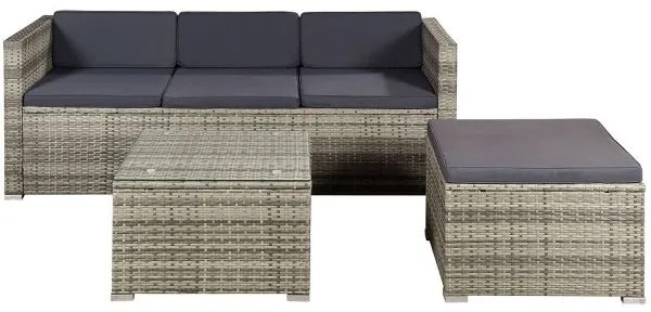 Juskys Kerti rattan szett Punta Cana M - szürke/antracit párnák