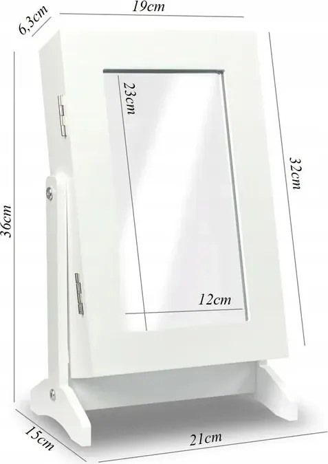 Ékszertartó szekrény tükörrel 21 x 15 x 35 cm