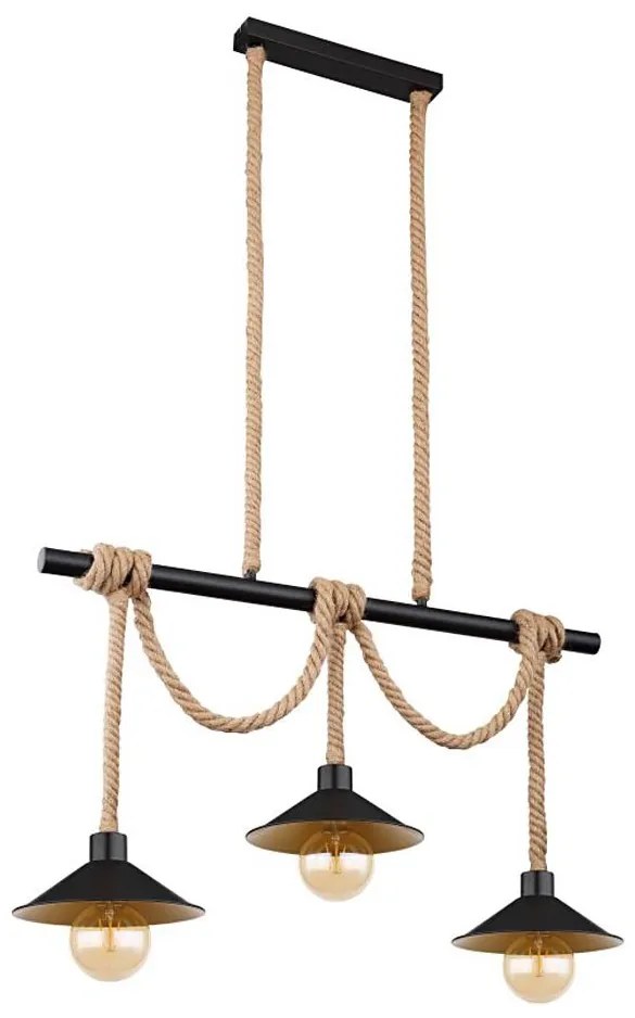 Globo 15690-3H - DIANA függőlámpa kábellel, 3xE27/60W/230V, fekete