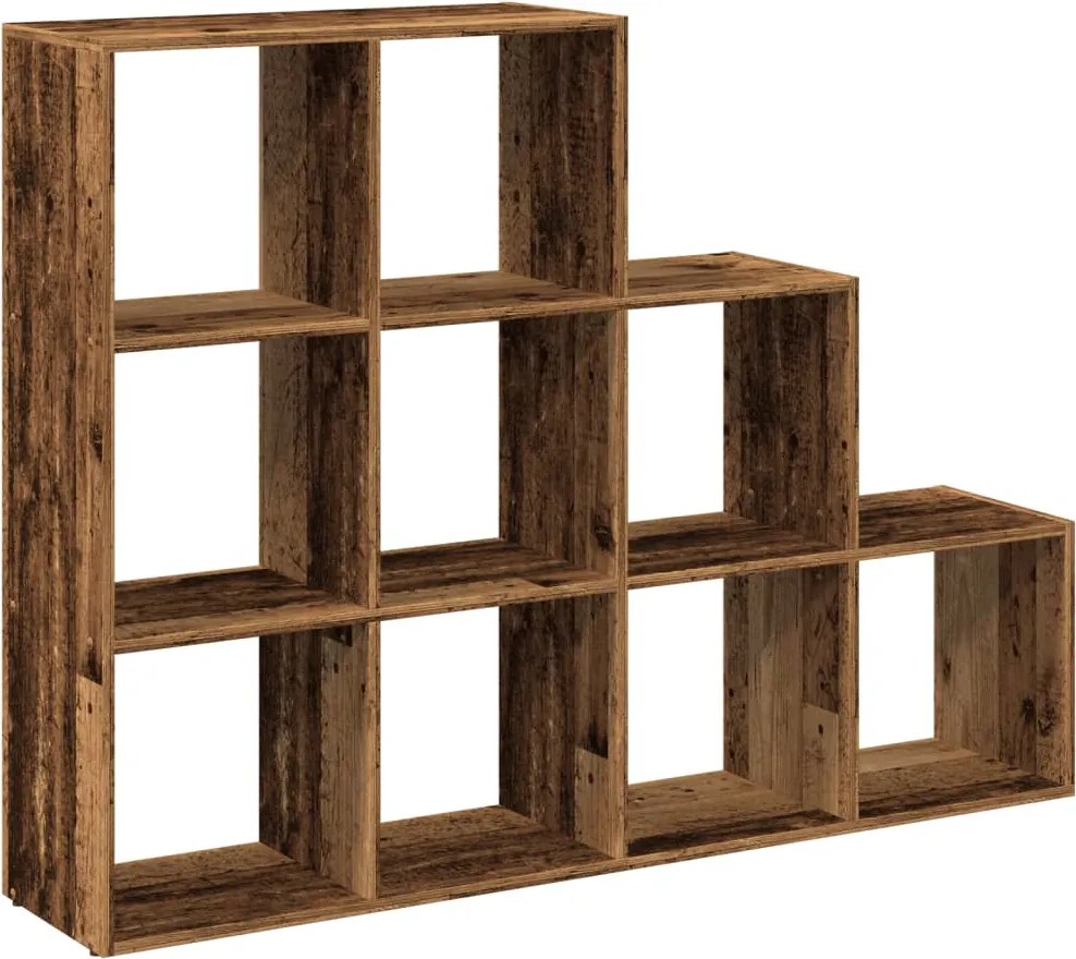 vidaXL 3 szintes antik színű elválasztó könyvespolc 137,5x29x103,5 cm
