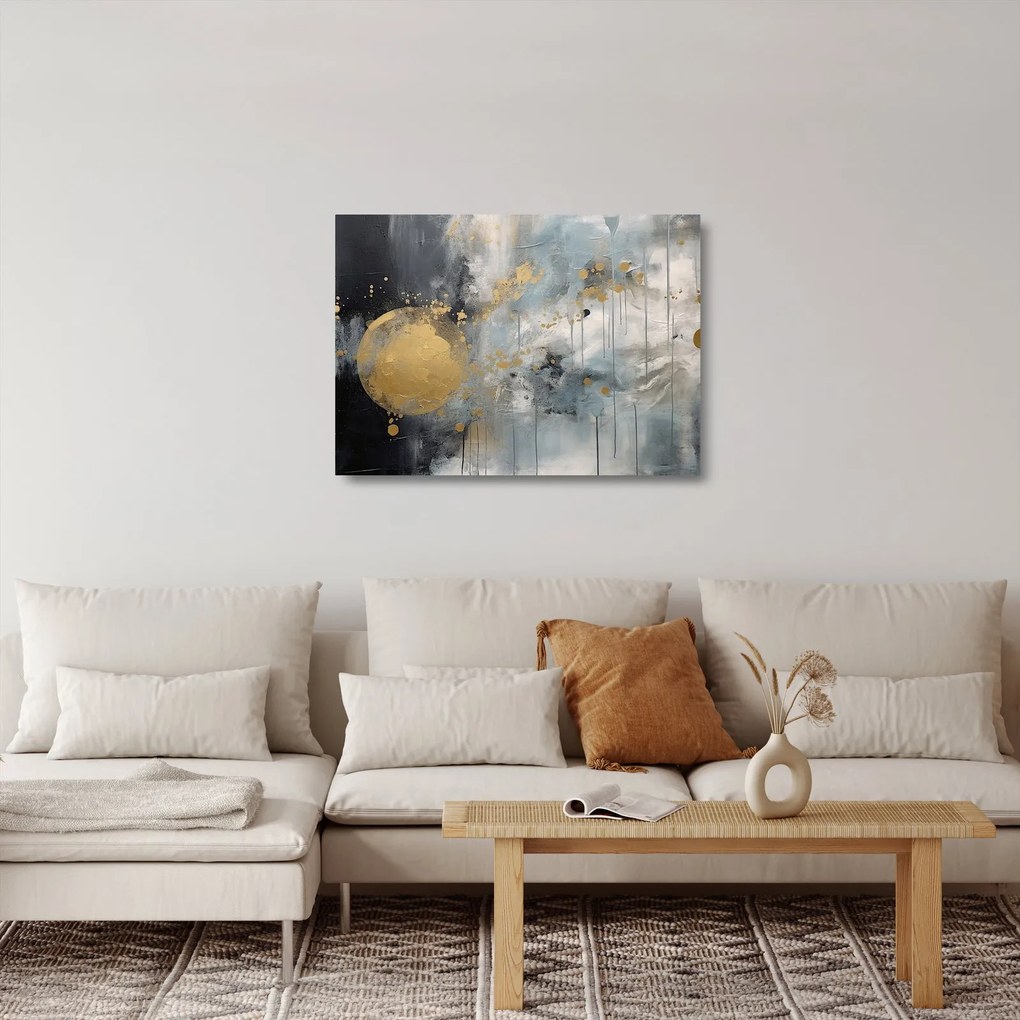 Üveg kép - Absztrakció arany golyóval (70x50 cm)