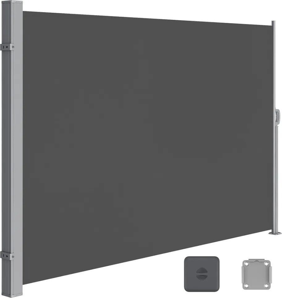 Oldalsó terasznapellenző, belátásgátló, szürke, 220 g/m² 160 x 350 cm