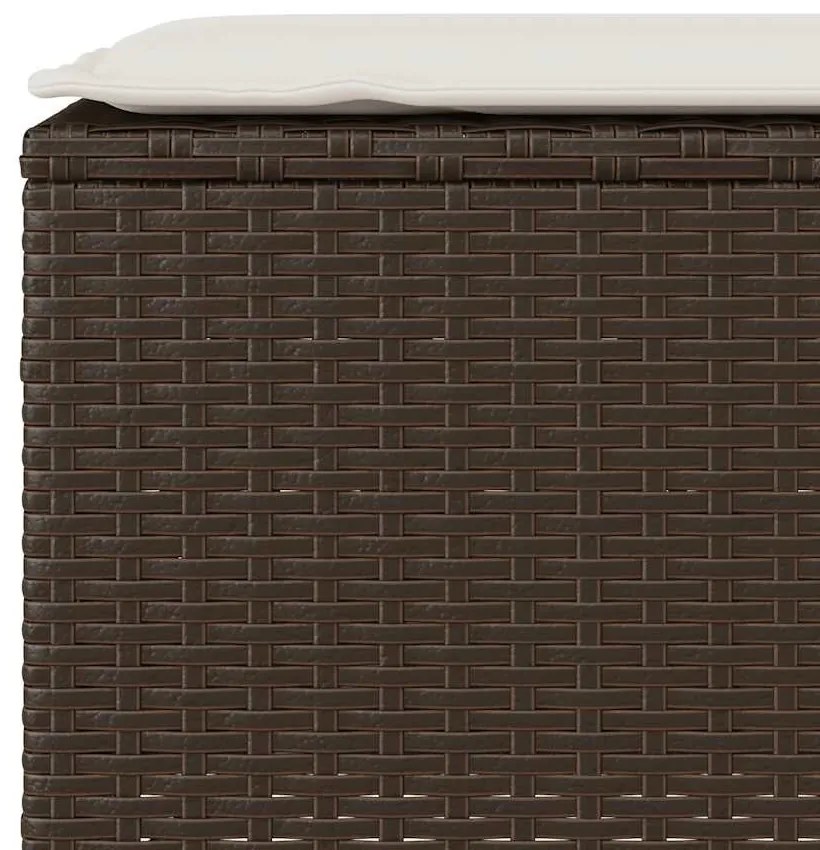 barna polyrattan kerti pad párnával 110x30x40,5 cm