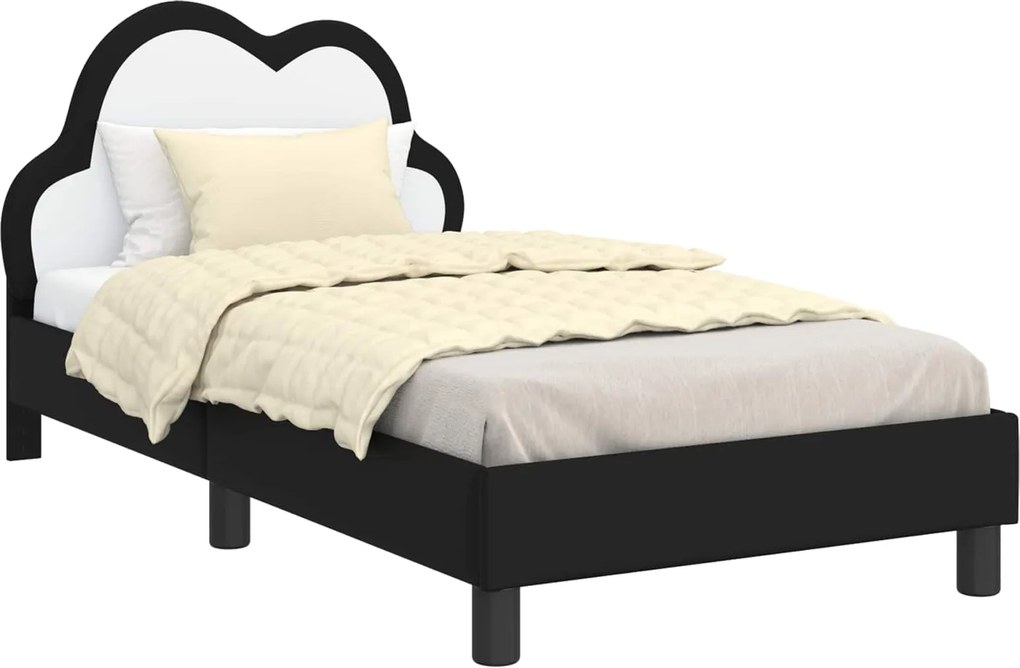 vidaXL Ágykeret fejtámlával Fekete 80 x 160 cm PU