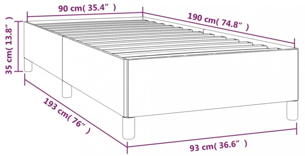 sötétbarna szövet ágykeret matrac nélkül 90x190 cm