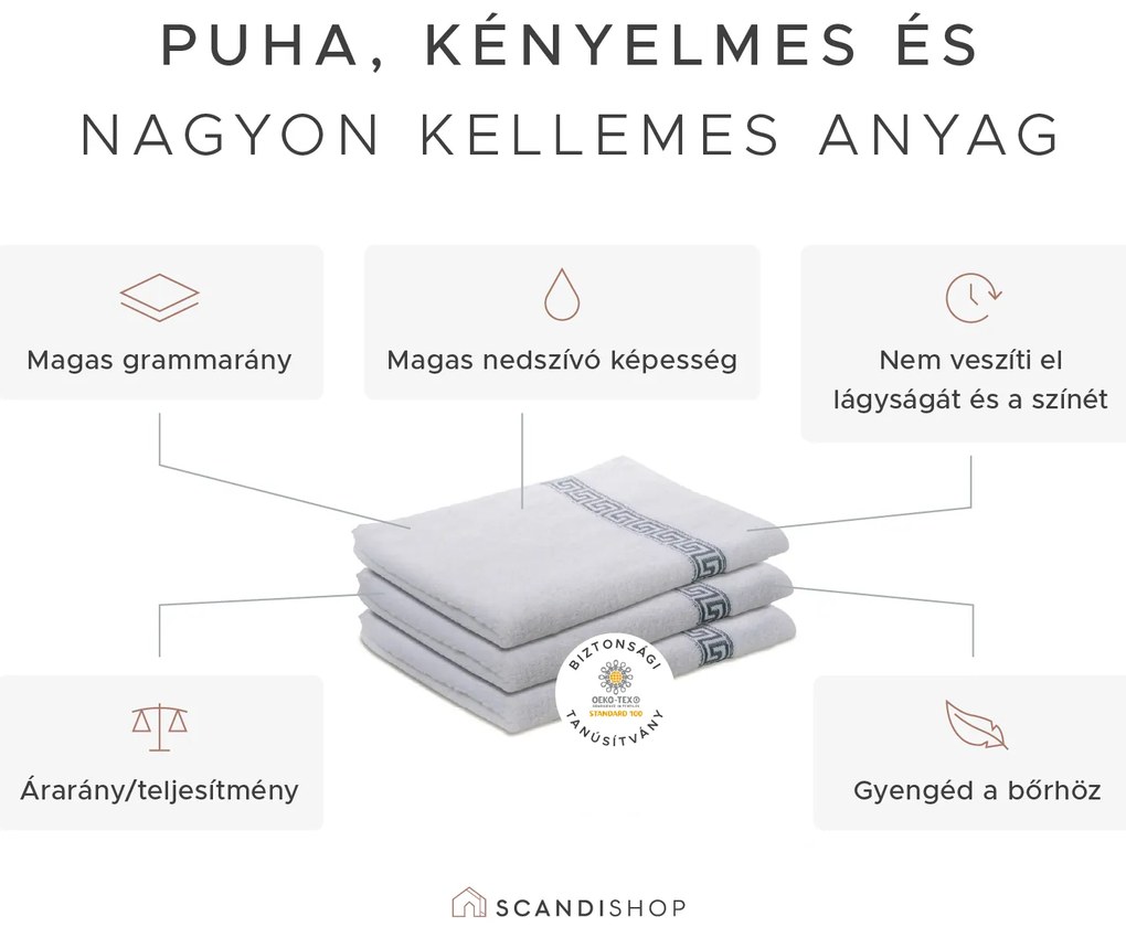 GREEK fehér fürdőlepedő 70 x 130 cm, 100% pamut