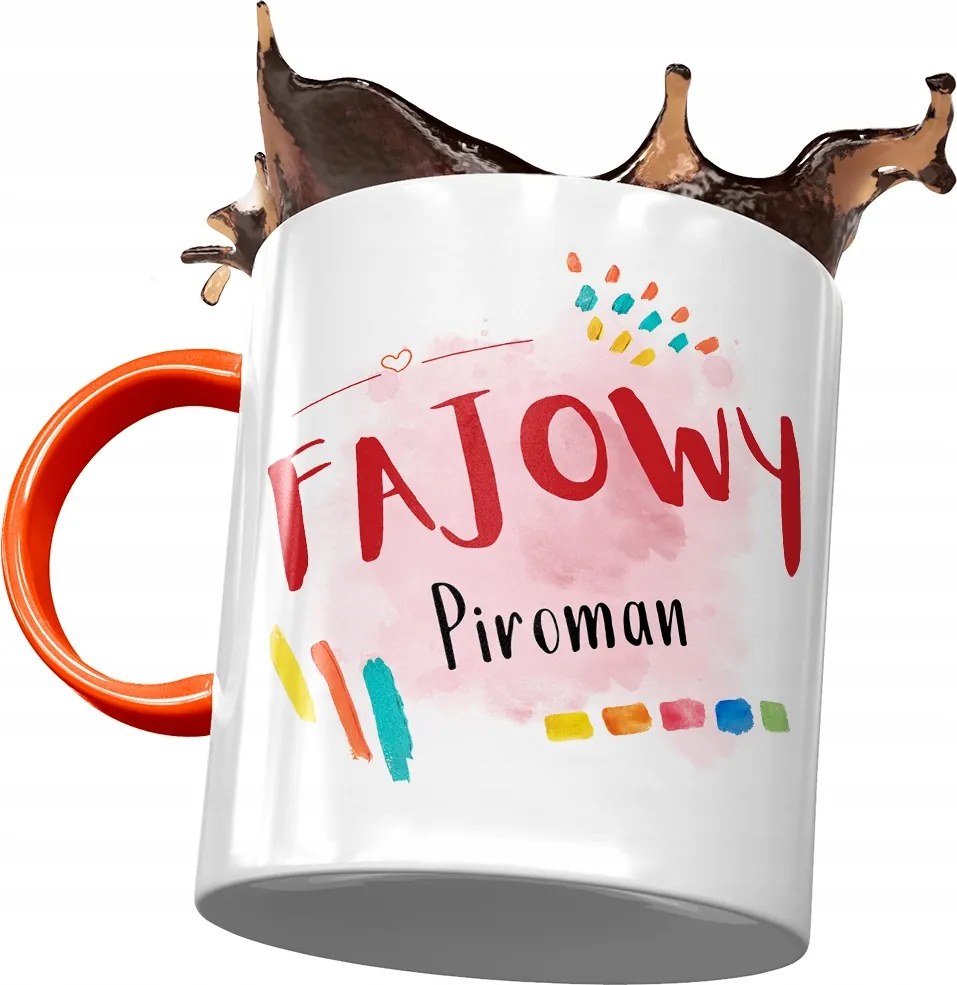 Narancssárga bögre Pirománnak Cool Piromán fényképes nyomtatással