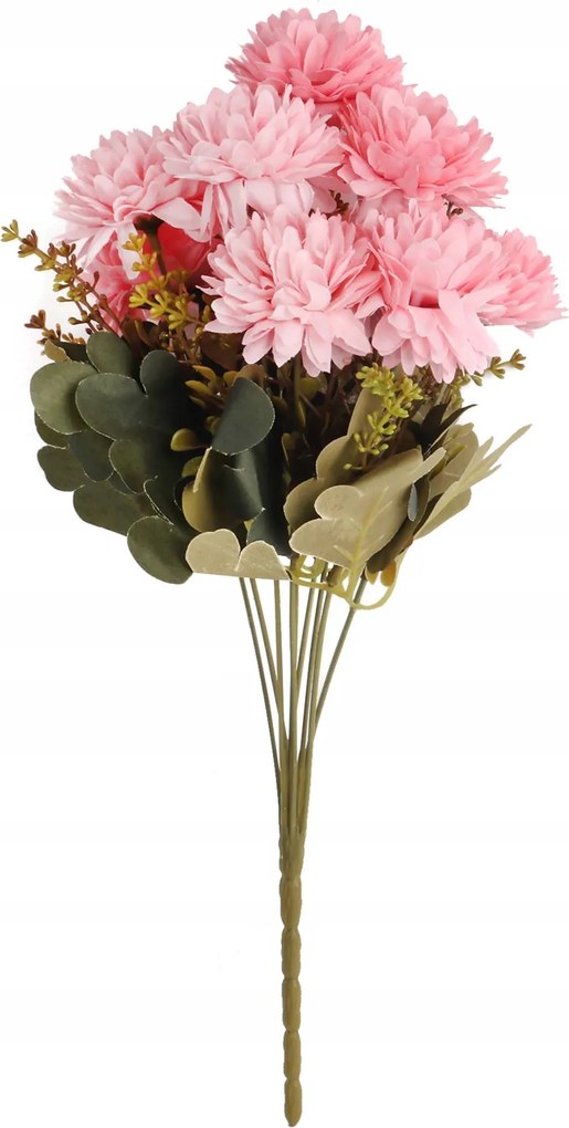 Csokor 9 Krizantém 38CM Rózsaszín Művirág Kiegészítő Kompozíció