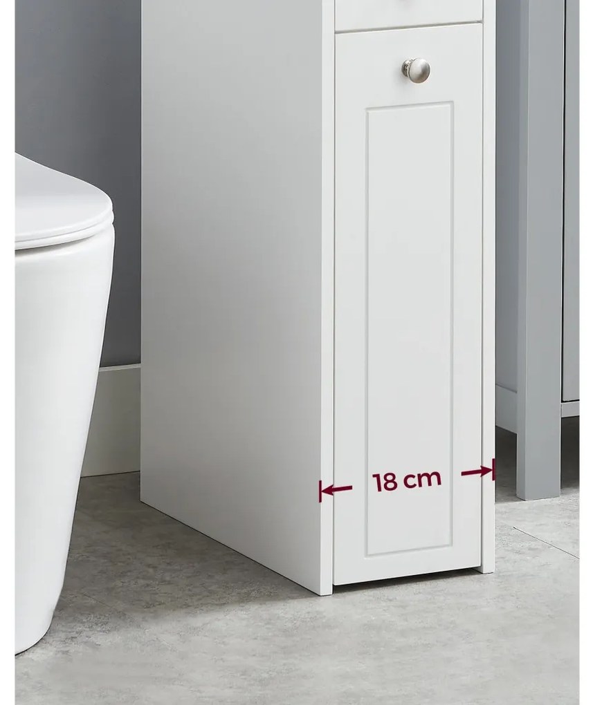 Keskeny fürdőszoba szekrény, fehér, 18x40x70cm