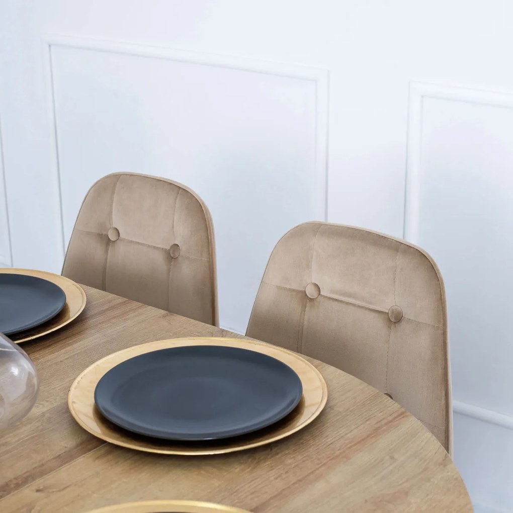 Étkezőgarnitúra 4 db. Bézs Bársony Aris székkel. Bővíthető asztal HARRY 102-142 cm