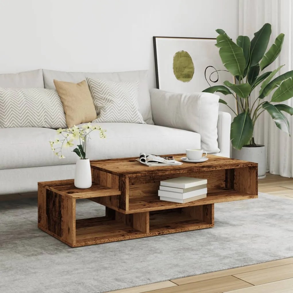 Antik fa színű szerelt dohányzóasztal 105 x 55 x 32 cm