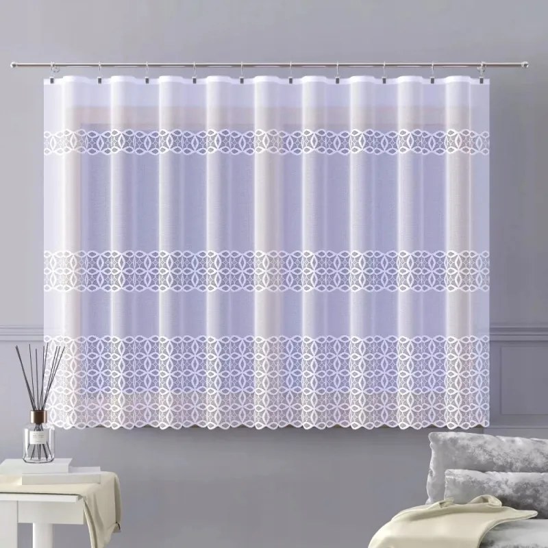 Gyönyörű jacquard függöny fehér mintás 160 cm Siloma A140