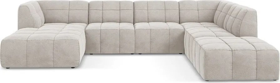 Bézs bársony sarokkanapé (U alakú) Aloha – Makamii