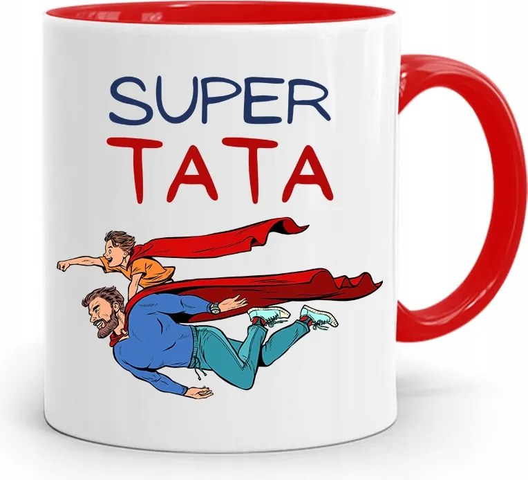 Piros Bögre Apának Szuper Apa Ajándék fényképes nyomtatással