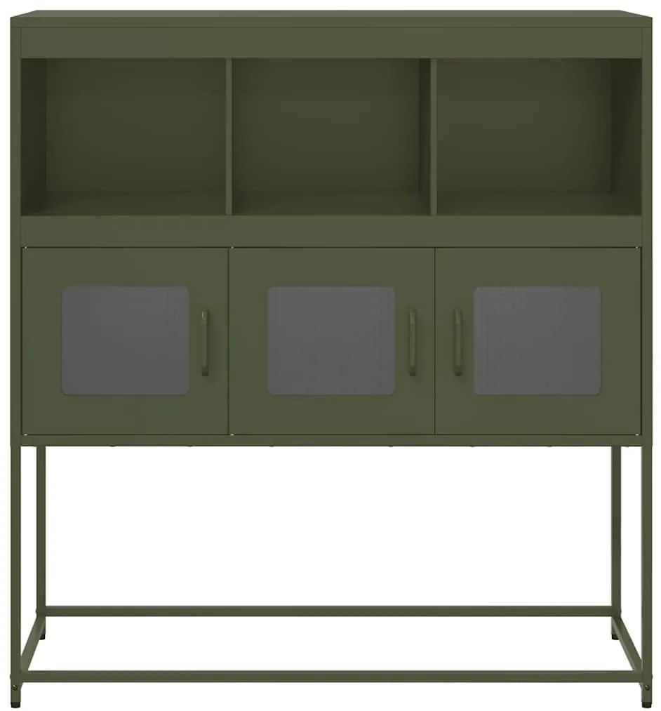 olívazöld hidegen hengerelt acél tálalószekrény 100,5x39x107 cm