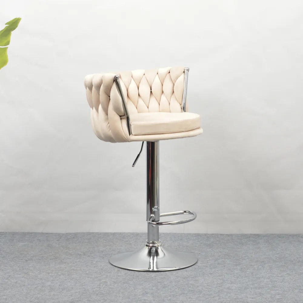 Design bárszék, bézs Velvet szövet/króm, BRIN