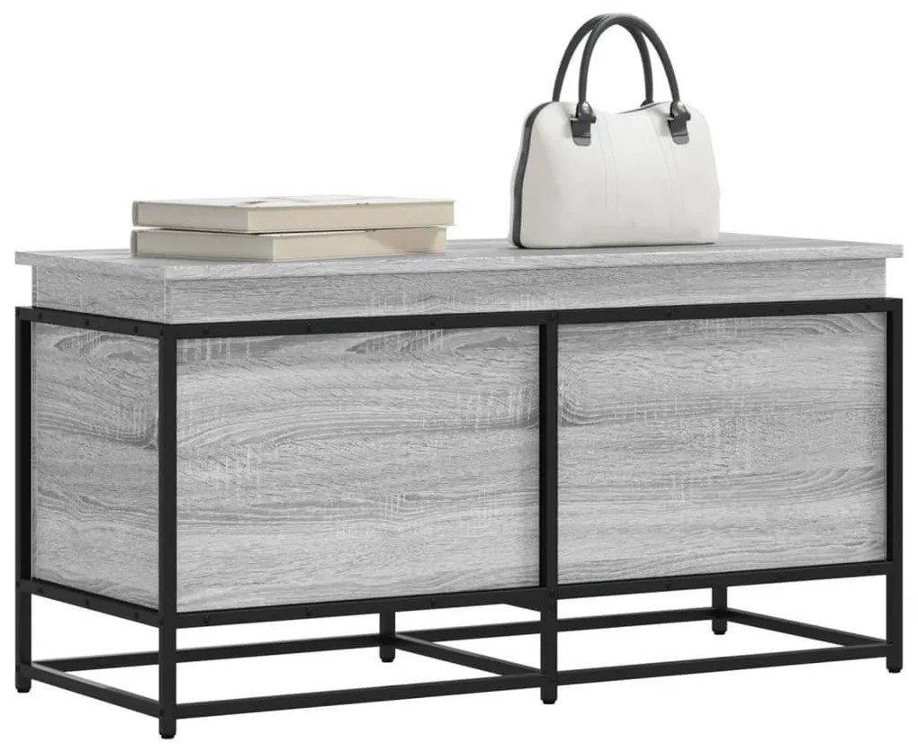szürke sonoma szerelt fa tárolóláda fedéllel 100x40x51,5 cm