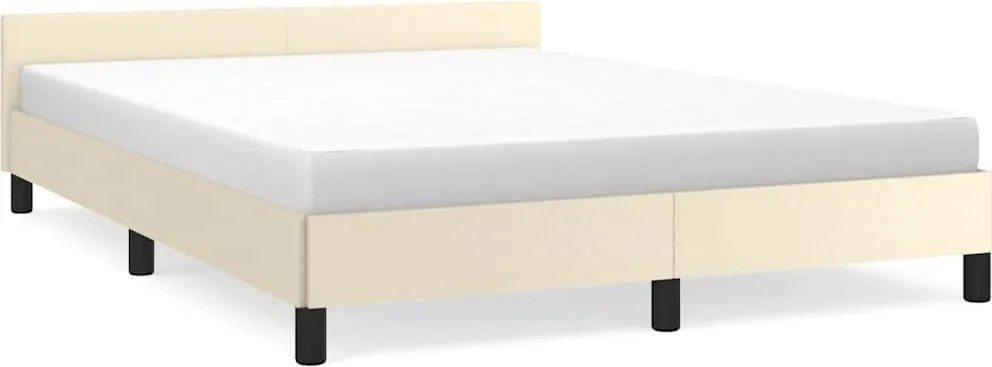 vidaXL krémszínű ágykeret fejtámlával matrac nélkül 140x190 cm