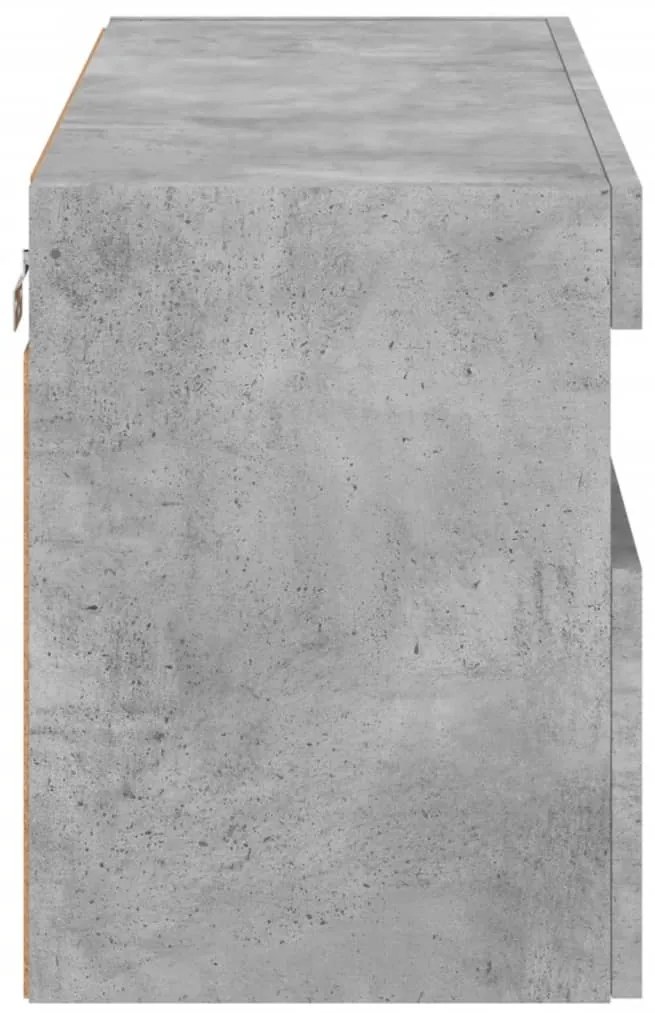 betonszürke falra szerelhető TV-szekrény LED-del 80x30x40 cm