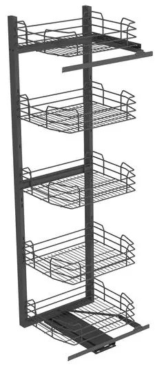 Konyhai fémrács, kamravasalás, 450mm, antracit, részleges kihúzású, 5 kosár, nyíló ajtóhoz Greem Line 295