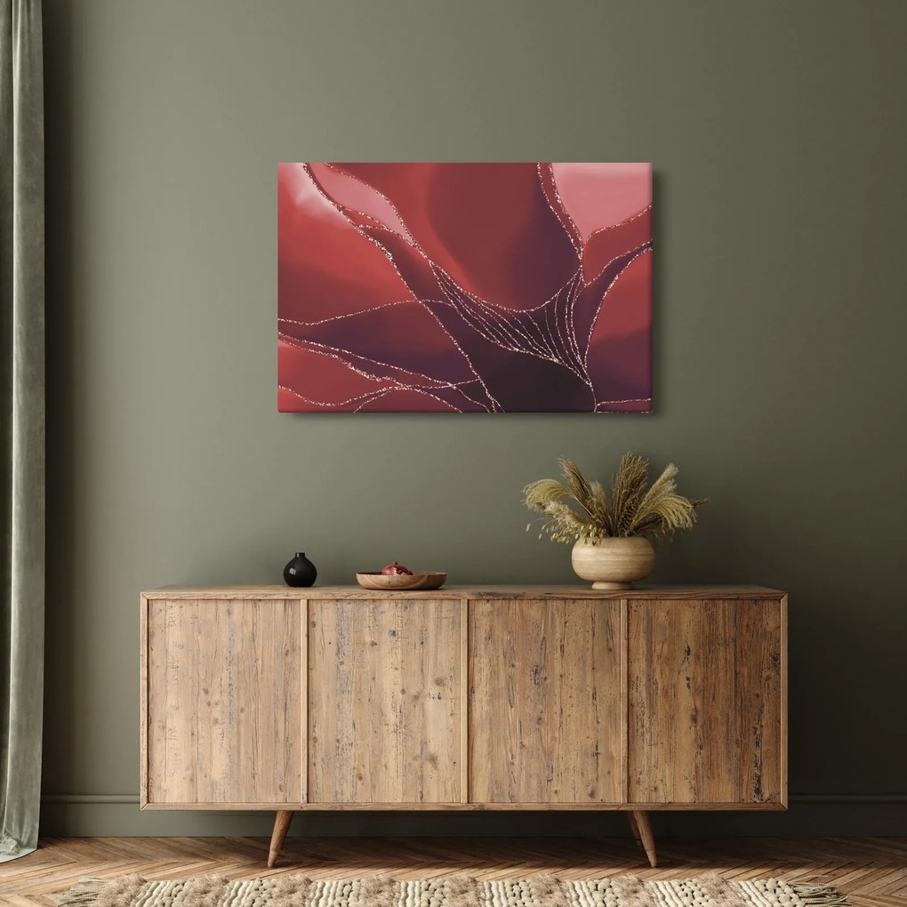 Kép - Piros absztrakt virág N⁰2 (90x60 cm)