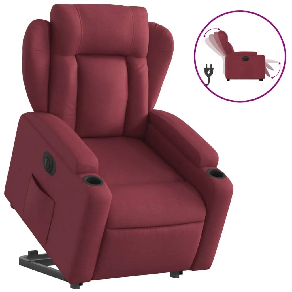 vidaXL elektromos felállást segítő bordó szövet dönthető fotel