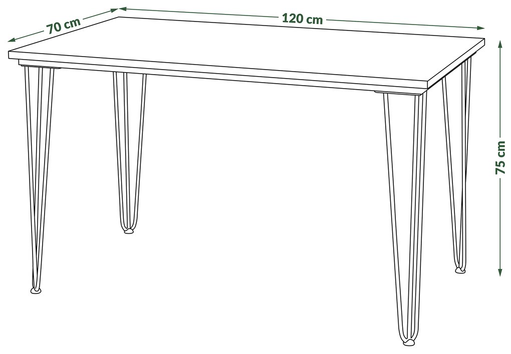 Mazzoni HAIRPIN S-120 Arany Tölgy - LOFT STÍLUSÚ ASZTAL KONYHÁBA/ÉTKEZŐBE/NAPPALIBA