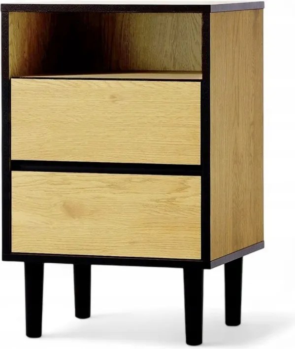 Modern éjjeliszekrény éjjeli asztal Odense 2 Jsk tölgy fekete