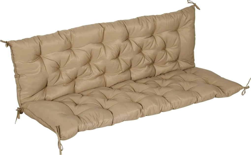 Outsunny 3 Fős Pad Készlet 150x98x8 cm, Pad Párna Hevederekkel, Ülőpárna, Kültéri/Beltéri Székpárna, Üléspárna Kertibútorhoz, Ablakülő Pad, Terasz Swi