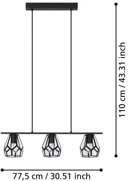 Eglo 43644 - MARDYKE LED csillár zsinóron 3xE27/40W/230V